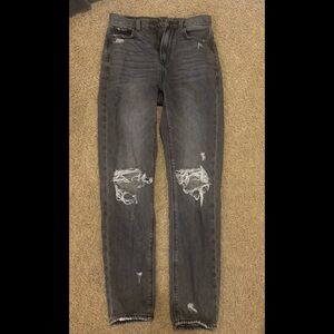 American Eagle highest rise Mom Jean Black Distressed High Rise Sz 00 regular